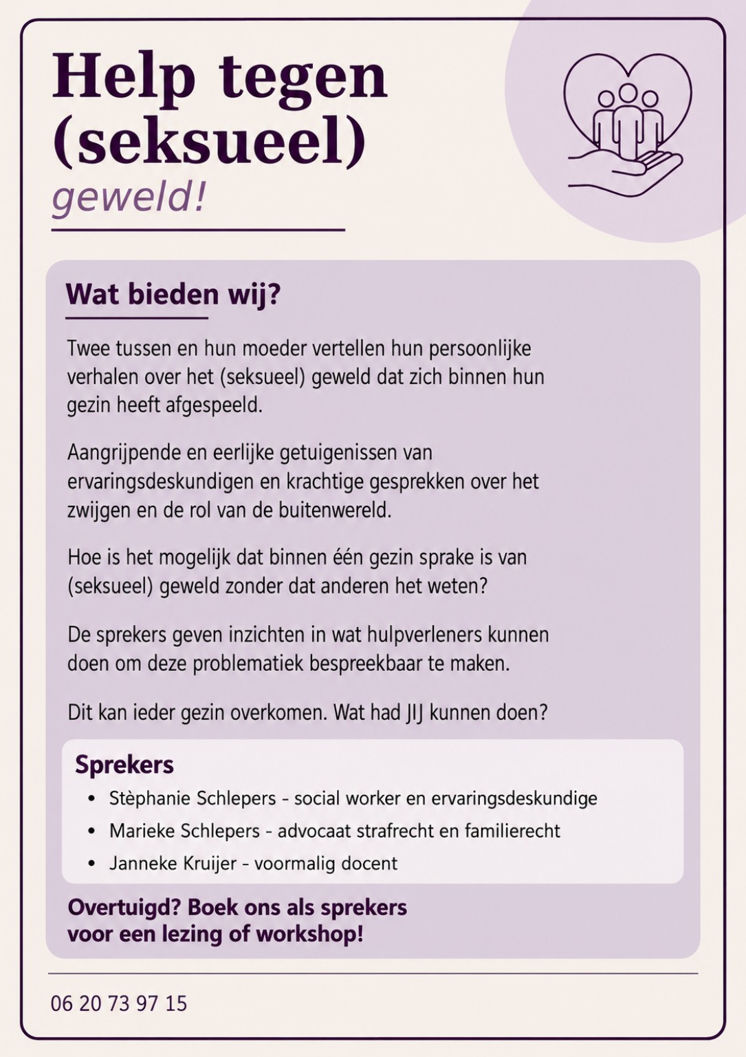 Flyer van Help tegen Geweld